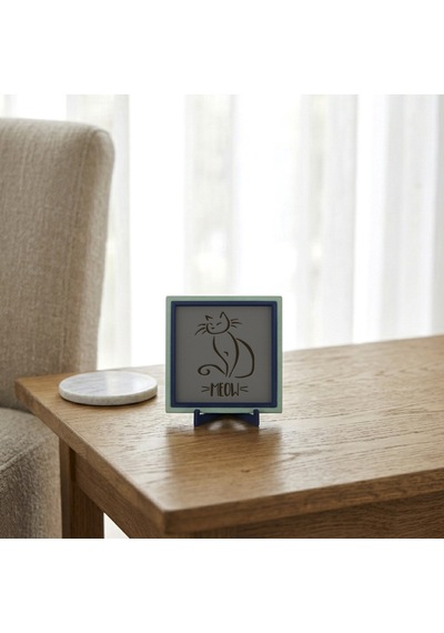 Kedi Silüetli Modern Dekoratif Obje, Ev Ve Ofise Estetik Ve Neşe Veren Masaüstü Aksesuarı 10x10 Cm
