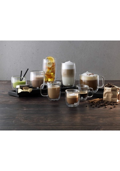 Zwilling Sorrento Çift Camlı Kulplu 2'li Cappucino Bardak Seti, C Cam Şeffaf