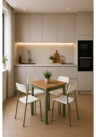 4'lü Mutfak Seti Mutfak Masa Ve Sandalye Seti Balkon Masası Cafe Seti, 5'li Bistro Masa & Sandalye Takımı Çam/yeşil-by