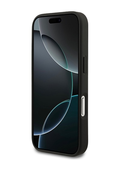 Apple Uyumlu iPhone 18 Pro Kılıf Lacoste Lisanslı M-safe Şarj Özellikli Pu Pike Desenli Metal Logolu Kapak Siyah