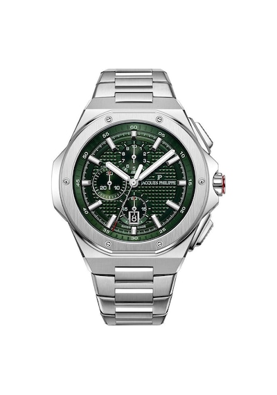 Jacques Philippe Jpqgc4813x6 Swiss Made Quartz Çelik Gri Yeşil Kadran Safir Cam 44 Mm Erkek Kol Saati