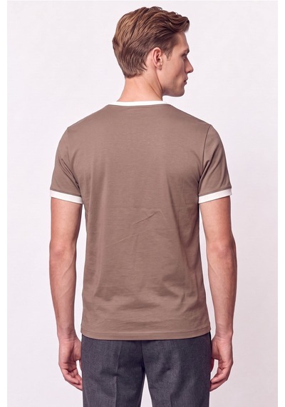 Efor Slim Fit Bisiklet Yaka Vizon - Ekru Tişört Ts 932 Vizon-ekru
