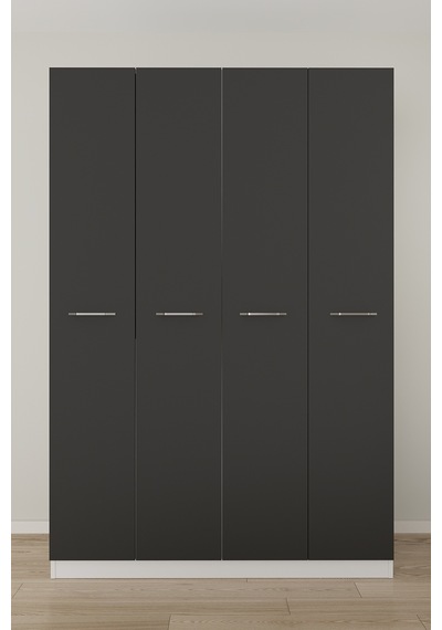 Aeka Ae-3190 Burç 4 Kapaklı Çok Bölmeli Askılı Raflı Ve Çekmeceli 210x140x53cm Gardırop Beyaz - Antrasit Aeka Ae-3190 Burç 4 Kapaklı Çok Bölmeli Askılı Raflı Ve Çekmeceli 210x140x53cm Gardırop Beyaz - Antrasit