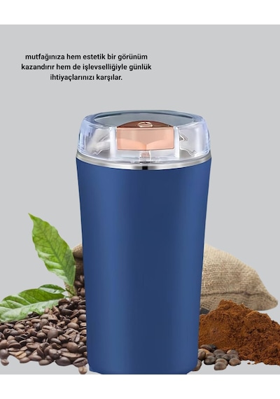Elektrikli Kahve Ve Baharat Öğütücü Güçlü Motor Paslanmaz Çelik Gövde Kolay Temizlik Gri