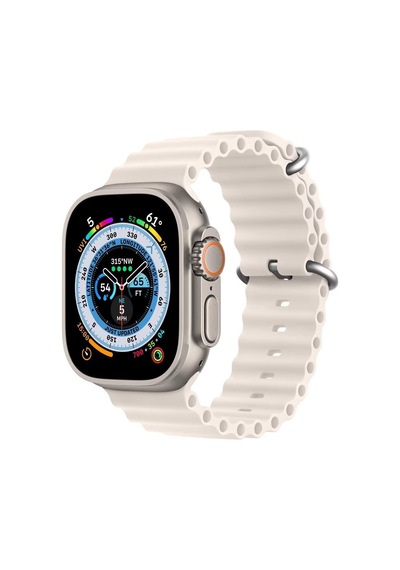 Microsonic Apple Uyumlu  Watch Series 7 45mm Kordon Ocean Band Bej