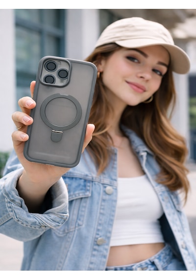 Mmc Trend Apple Uyumlu iPhone 14 Pro Max Lensli Telefon Kılıfı Gri