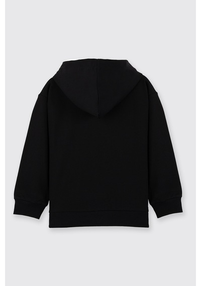 Panço Erkek Çocuk Kapüşonlu Fermuarlı Siyah Sweatshirt