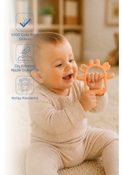 Babyjem Silikon Kolay Kavrama Diş Kaşıyıcı Soft Somon
