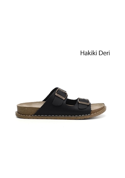 Gönderi(R) Gönderi R Kadın Siyah Çift Tokalı Hakiki Deri Terlik Dyza83042013