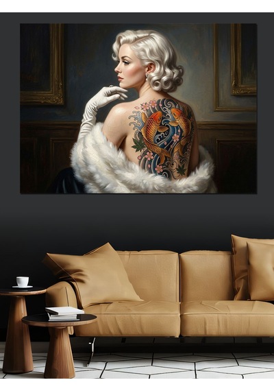 Marilyn Monroe Dövmeli Sırt Tablosu Dekoratif Kanvas - Mdf Ahşap Tablo
