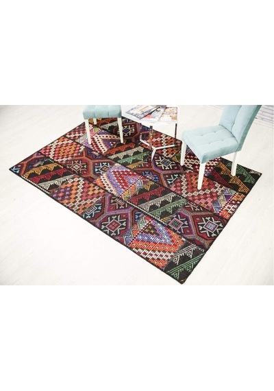 Patchwork El Dokuma Antik Anadolu Kilim Zili 300 X 400 Çok Renkli
