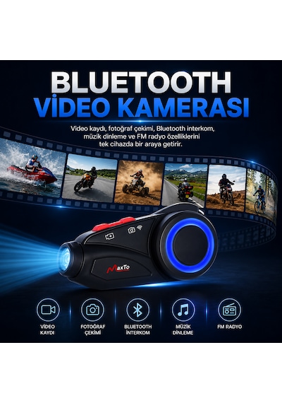Maxto M3s 2k Hd 1440p Kameralı Motosiklet Kask İnterkom Bluetooth 5.0 Wifi 1000 Metre Intercom Fm Radyo Ip67