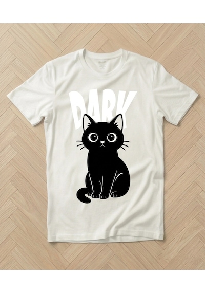 Siyah Kedi Ütü İle Uygulanabilen Dtf Tekstil Baskı