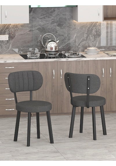 Azra 70x110cm Bendir Mutfak Masası, Mutfak Masası Takımı, Yemek Masası, 4 Antrasit Sandalye Antrasit