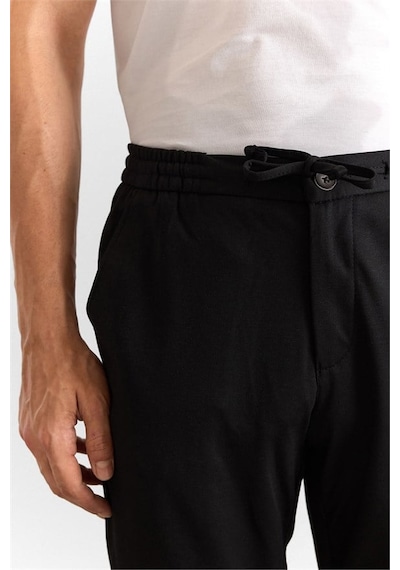 Süvari Siyah Slim Düz Twill Yarım Lastikli Jogger Pantolon Pn2020500716-s09