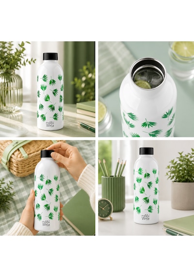Mamawata Palm Paslanmaz Çelik Termos Matara 470 Ml Sızdırmaz Yalıtımlı Suluk Beyaz