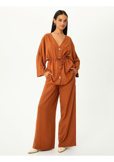 Koton Kimono Geniş Kollu Düğmeli Beli Bağcıklı V Yaka Kahverengi 4wak50104uw Kahverengi Koton Kimono Geniş Kollu Düğmeli Beli Bağcıklı V Yaka Kahverengi 4wak50104uw Kahverengi