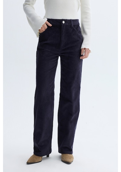 Mudo Kadın Kadın Mor Straight Fit Kadife Pantolon 1264371