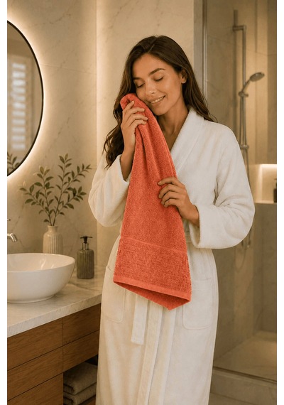 El Yüz Havlusu 50x90 Cm Kısmi Kadife Terra Collection Kiremit