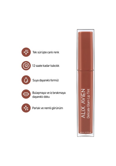 Kalıcı & Suya Dayanıklı Dudak Parlatıcı Tint - Delicate Glam Lip Tint 705 Brick Brown Nude