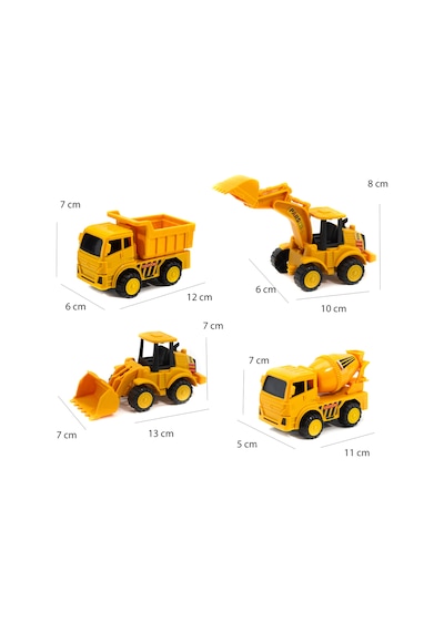 Oyuncak Inşaat Seti Mini Kamyon Mikser Kepçe Ekskavatör 4'Lü Set