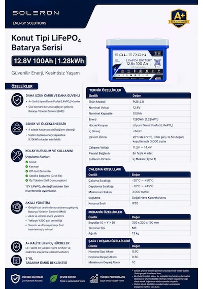 Soleron 100ah-12.8v Lityum Akü