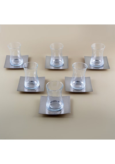 Jumbo Timeless Cubic 6'lı Çay Tabağı Seti Çelik Diğer