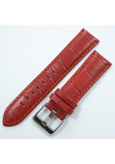Bizon Kırmızı Koyu Kiremit Deri Saat Kordonu 22Mm Spor Kayış