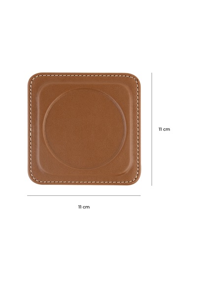 Bardak Altlığı,6 Lı Set,masaüstü Yuvarlak Cup Coaster,vegan Suni Deri,11x11 Cm.,taba Taba