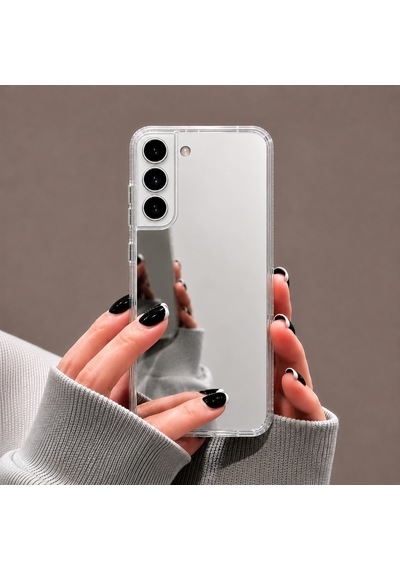 Ennar Samsung Galaxy S22 Uyumlu Aynalı Kılıf Mirror Glass Gün Boyu Makyaj Kontrolü Şeffaf