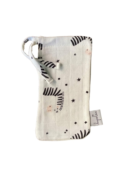 White Zebra Muslin Biberon Kesesi