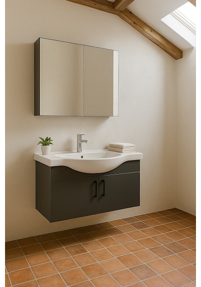 DMZ Home Concept Nova 80 Cm Antrasit renkli, Tamamı Mdf, Oval Seramik Lavabolu, Banyo Dolabı Takımı DMZ Home Concept Nova 80 Cm Antrasit renkli, Tamamı Mdf, Oval Seramik Lavabolu, Banyo Dolabı Takımı