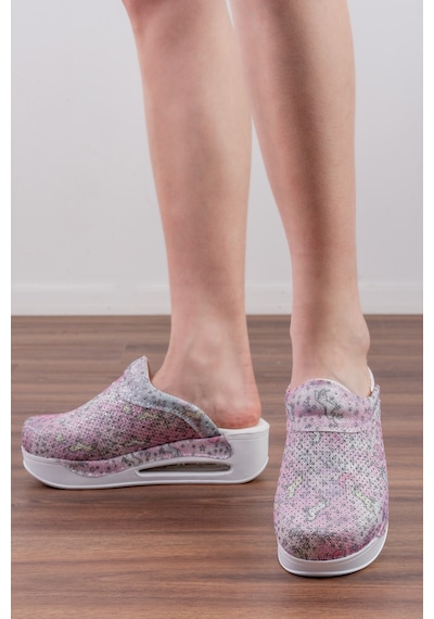 Pembe Pony Desenli Kadın Air Max Tam Ortopedik Sabo Terlik Pudra