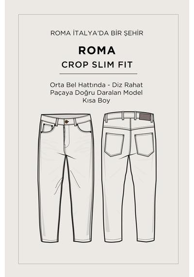 Avva Erkek Bej Klasik Bel Pamuklu Parça Boya Yıkamalı Roma Crop Slim Fit Jean Pantolon A52y3552