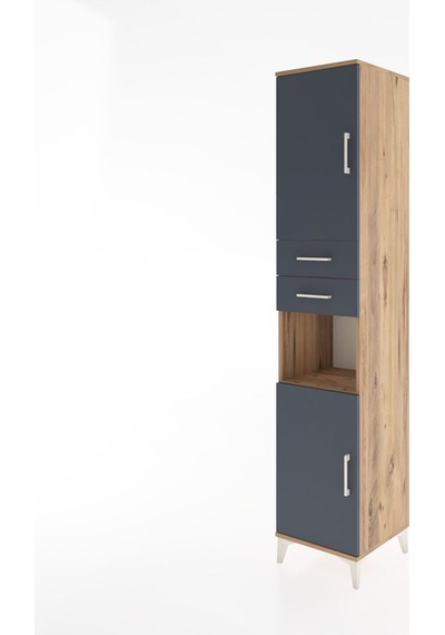 Hyperion Dolap 4 Raflı 2 Çekmeceli 2 Kapaklı 44x44x221 Çam-antrasit Atlas Çam