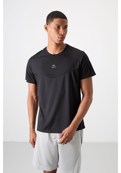 Tommy Life Siyah Polyester Nefes Alan Dokulu İnce Esnek Standart Fit Erkek Performans T-shirt - 88391 Siyah