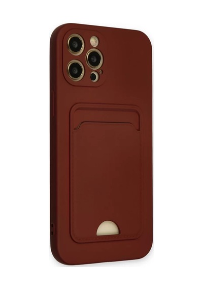 Newface Apple iPhone Uyumlu  12 Pro Max Kılıf Kelvin Kartvizitli Silikon - Bordo