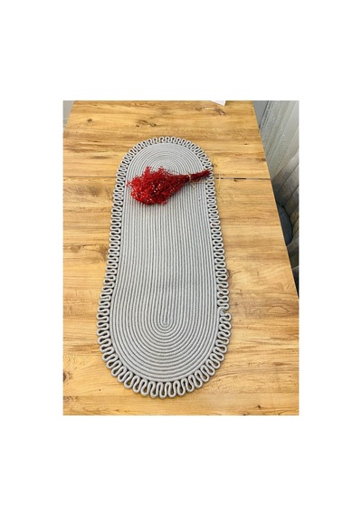 Jüt, Hasır, Dekoratif Masa Örtüsü, Runner 35x100 Cm, Amerikan Servis, Sehpa Örtüsü, Bohem Tarzı Gri Gri