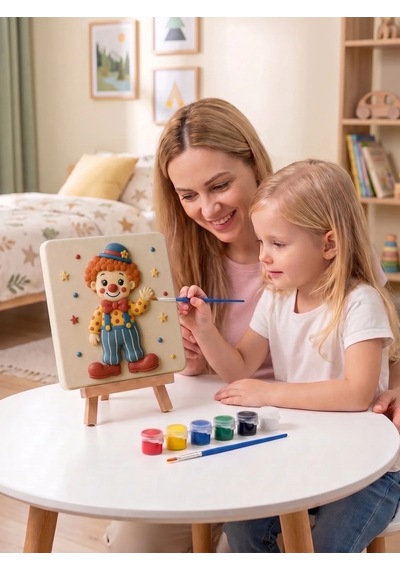 Sevimli Palyaço 15x15 Taş Boyama Seti Çocuk Ve Yetişkin Hobi Seti