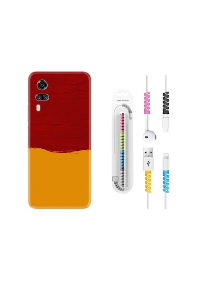 Vivo Y51 Kılıf Rasta Boyun Askılı Sarı Kırmızı Boya 1708