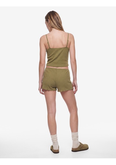 Koton Rahat Kalıp Pointelle Kumaş Şort Pijama Altı Khakı 7wlk80023mk Haki