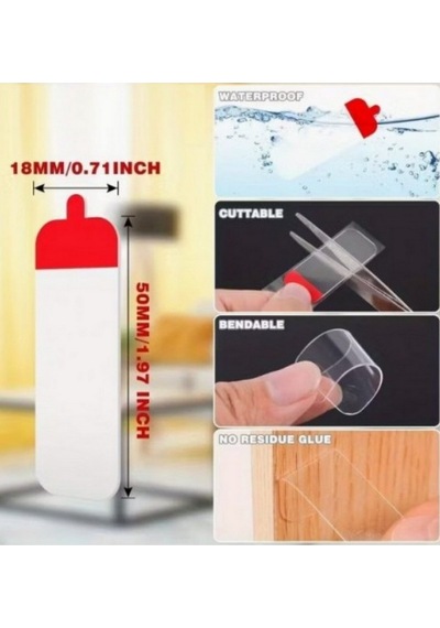 Süper Güçlü Yapışkan Kolay Çıkarılabilir Çok Amaçlı 60 Parça Çift Taraflı Şeffaf Bant 18 50 Mm