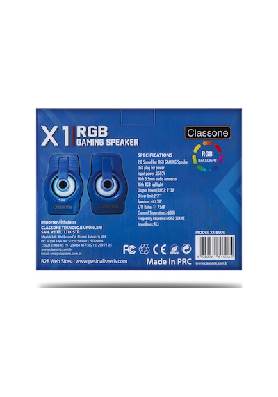 Classone X1 Black Rgb Gaming Hoparlör -Mavi