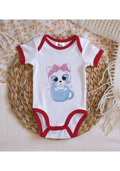 Bk Gift Bk Kids Kişiye Özel İsimli Kırmızı Bebek Body Zıbın-5 6 - 9 Ay