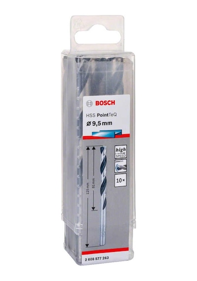 Bosch HSS Spiral Matkap Ucu PointTeQ 9.5mm 10'lu Paket - 2608577263