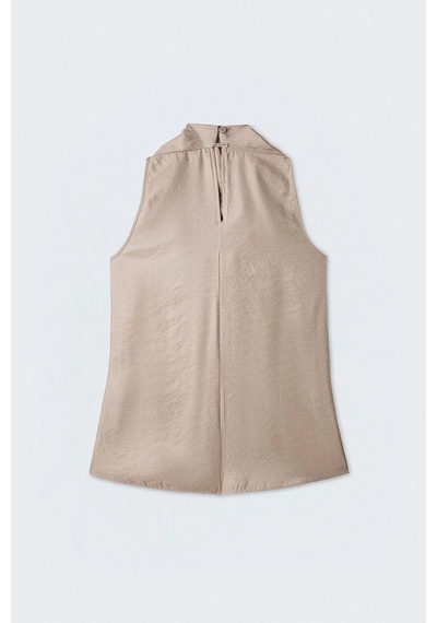 Sateen Aura Degaje Yaka Bluz Bej
