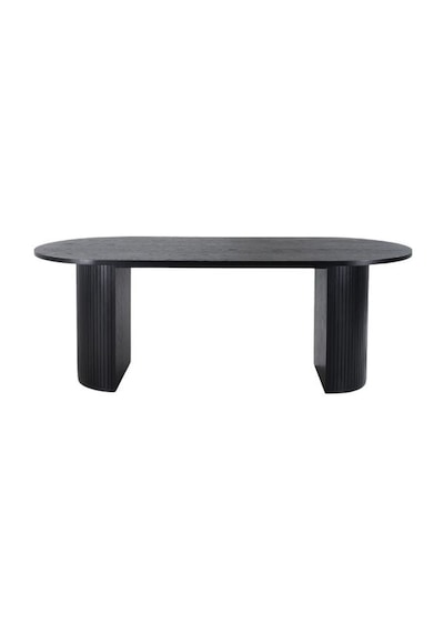 Zeno Oval Ahşap Bohem Yemek Masası 90x200 Siyah