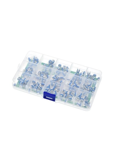 150 Adet 100r/1mr Trimpot Potansiyometre Seti Dik Rm065 15 Çeşit Şeffaf Çantada