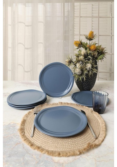 Mat Mavi Bloom Pasta Tabağı 24 Cm 6 Adet 399 Çok Renkli