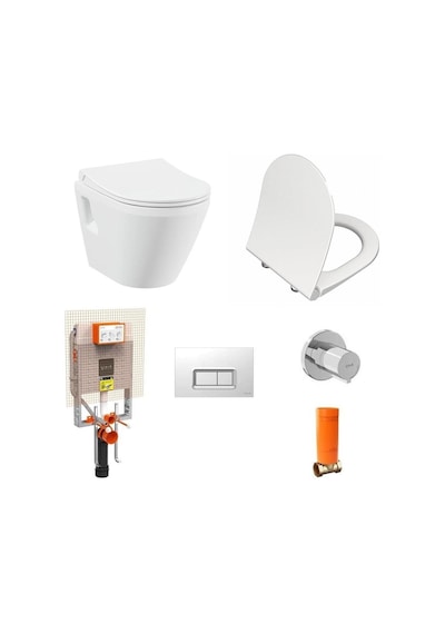 VitrA İntegra Asma Klozet + VitrA Slim Duroplast Klozet Kapağı + Gömme Rezervuar 7063l003-0850